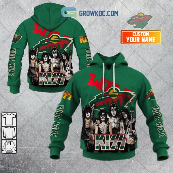 NHL Minnesota Wild Personalized Collab With Kiss Band Hoodie T Shirt