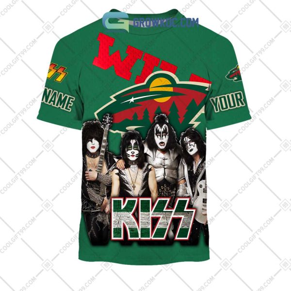 NHL Minnesota Wild Personalized Collab With Kiss Band Hoodie T Shirt