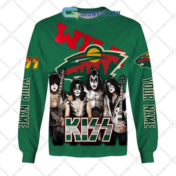 NHL Minnesota Wild Personalized Collab With Kiss Band Hoodie T Shirt