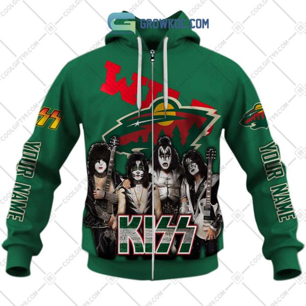 NHL Minnesota Wild Personalized Collab With Kiss Band Hoodie T Shirt