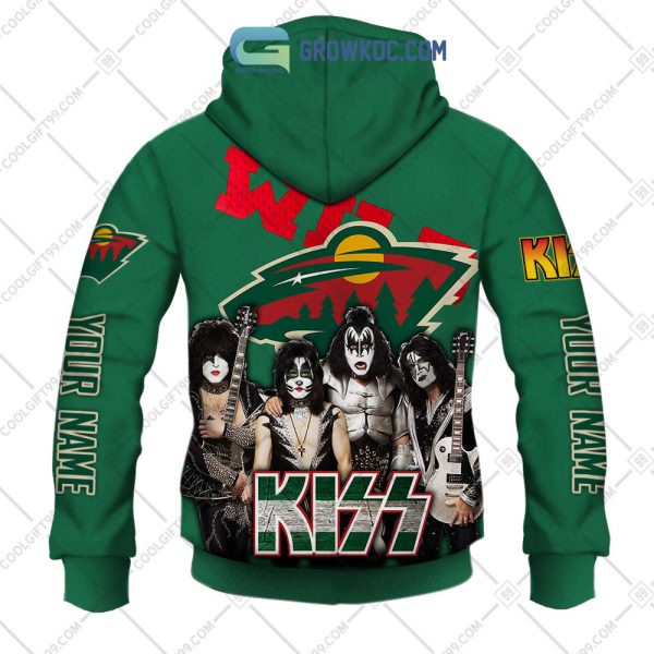 NHL Minnesota Wild Personalized Collab With Kiss Band Hoodie T Shirt