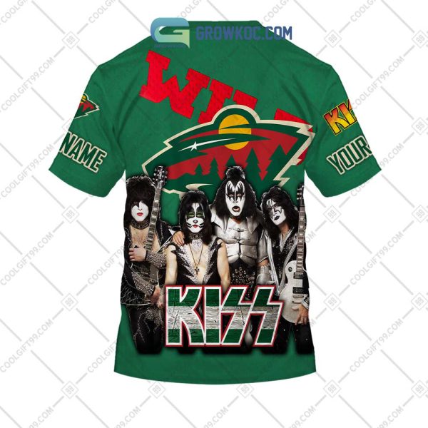 NHL Minnesota Wild Personalized Collab With Kiss Band Hoodie T Shirt