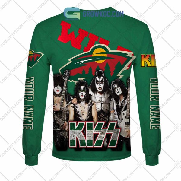 NHL Minnesota Wild Personalized Collab With Kiss Band Hoodie T Shirt