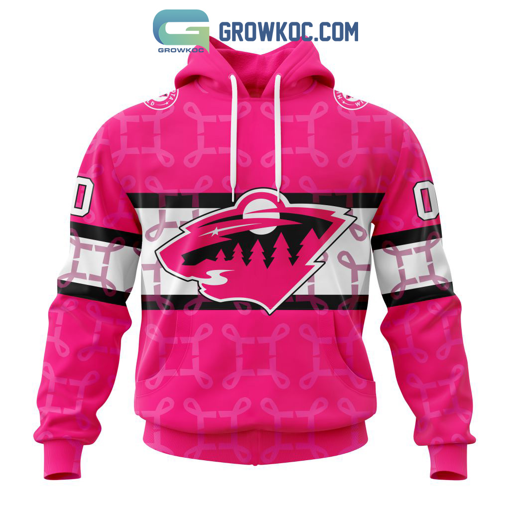 NHL Minnesota Wild Personalized Special Design I Pink I Can In October We Wear Pink Breast Cancer Hoodie T Shirt