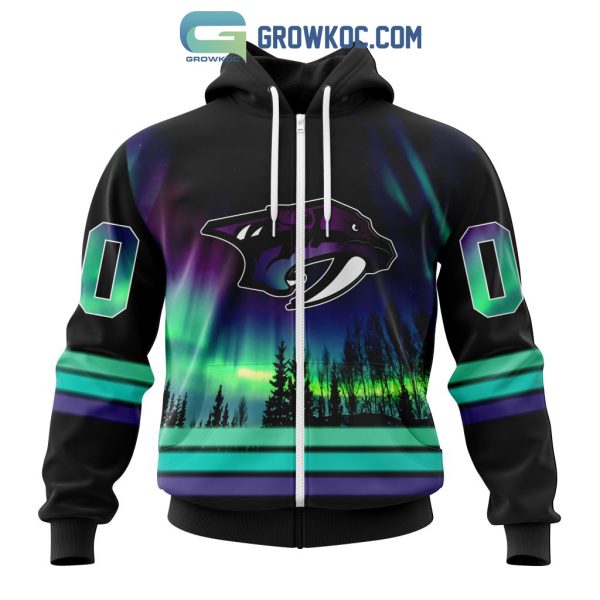 NHL Nashville Predators Personalized Special Design With Northern Lights Hoodie T Shirt