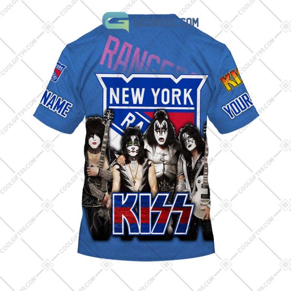 NHL New York Rangers Personalized Collab With Kiss Band Hoodie T Shirt