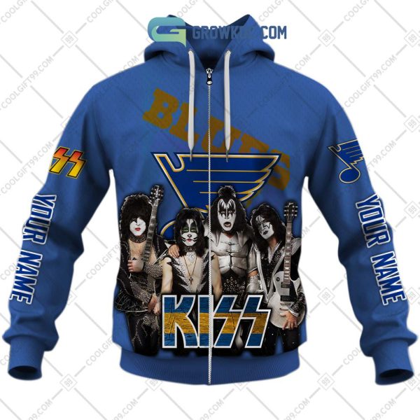 NHL St. Louis Blues Personalized Collab With Kiss Band Hoodie T Shirt