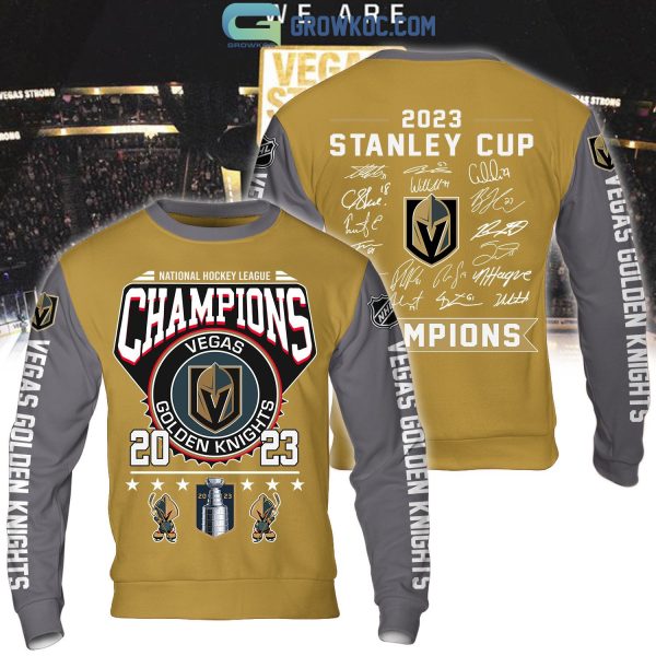 National Hockey League Champions 2023 Vegas Golden Knight Signature Team Gold Design Hoodie T Shirt
