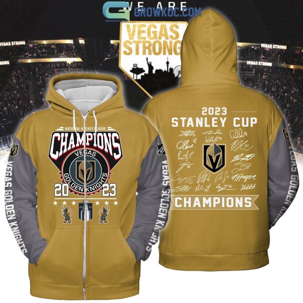 National Hockey League Champions 2023 Vegas Golden Knight Signature Team Gold Design Hoodie T Shirt