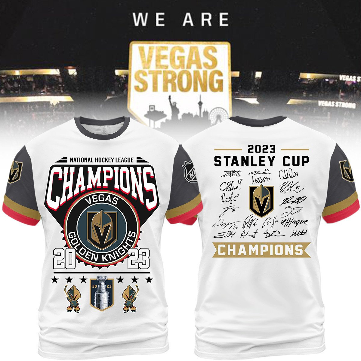 2023 Stanley Cup Champions Vegas Golden Knights NHL Team Black Gold Design  Hoodie T Shirt - Growkoc