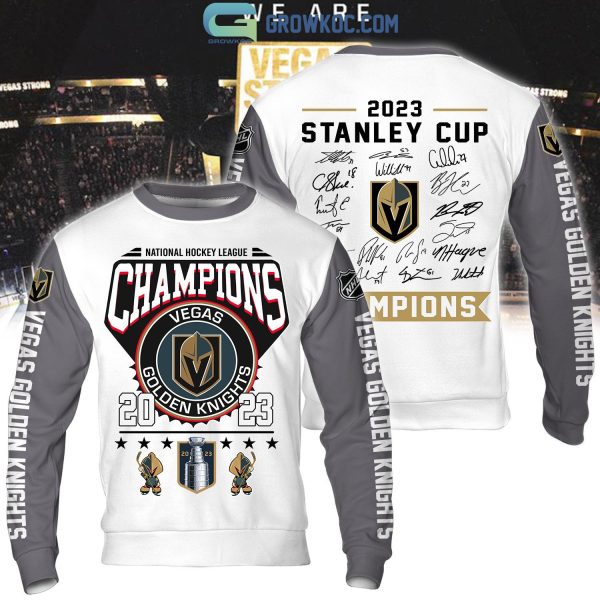 National Hockey League Champions 2023 Vegas Golden Knight Signature Team White Design Hoodie T Shirt
