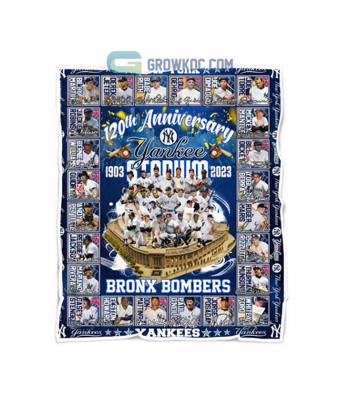 New York Yankees MLB 120th Anniversary Yankee Stadium 1902 2023 Bronx Bombers Fleece Blanket
