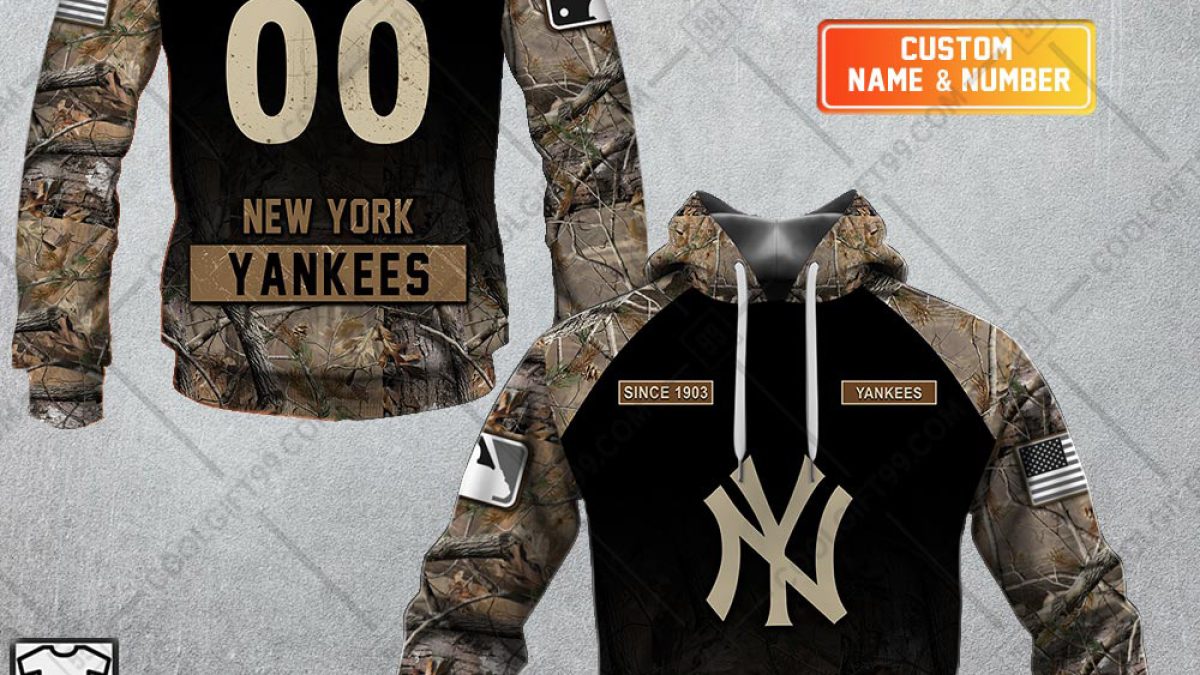New York Yankees MLB Personalized Hunting Camouflage Hoodie T
