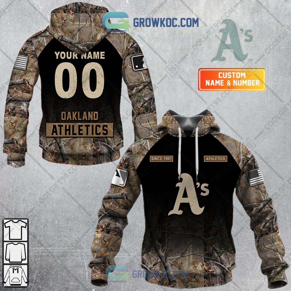 Oakland Athletics MLB Personalized Hunting Camouflage Hoodie T Shirt -  Growkoc