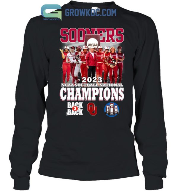 Oklahoma Sooners 2023 Back 3 Back Champions Softball National T Shirt