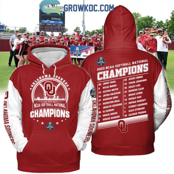 Oklahoma Sooners 2023 NCAA Softball Champions Red Design Hoodie T Shirt