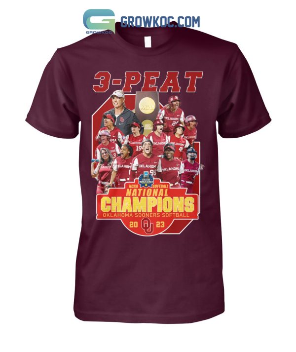 Oklahoma Sooners 3 Peat National Champions Softball 2023 T Shirt
