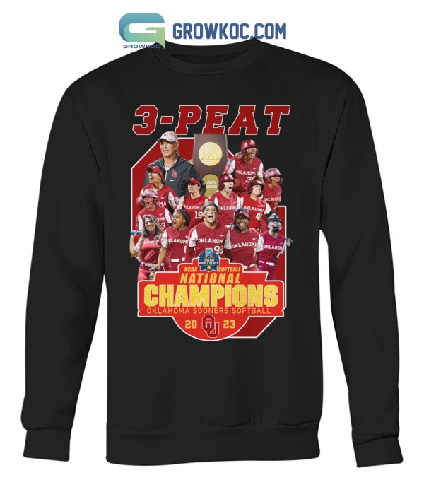 Oklahoma Sooners 3 Peat National Champions Softball 2023 T Shirt