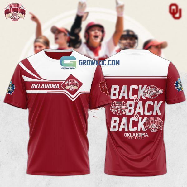 Oklahoma Sooners Back To Back To Back National Champions Softball Hoodie T Shirt