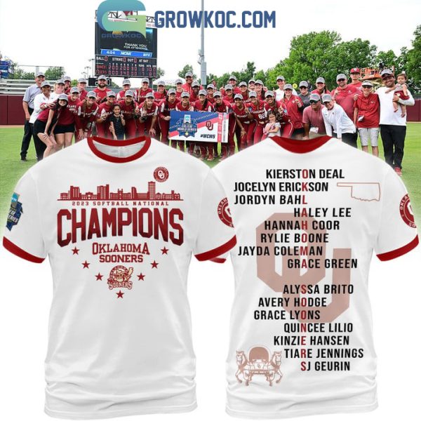 Oklahoma Sooners Softball National Champions 2023 White Design Hoodie T Shirt