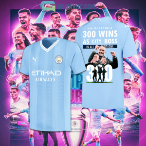 Pep Guardiola 300 Wins As City Boss Manchester City Hoodie T Shirt