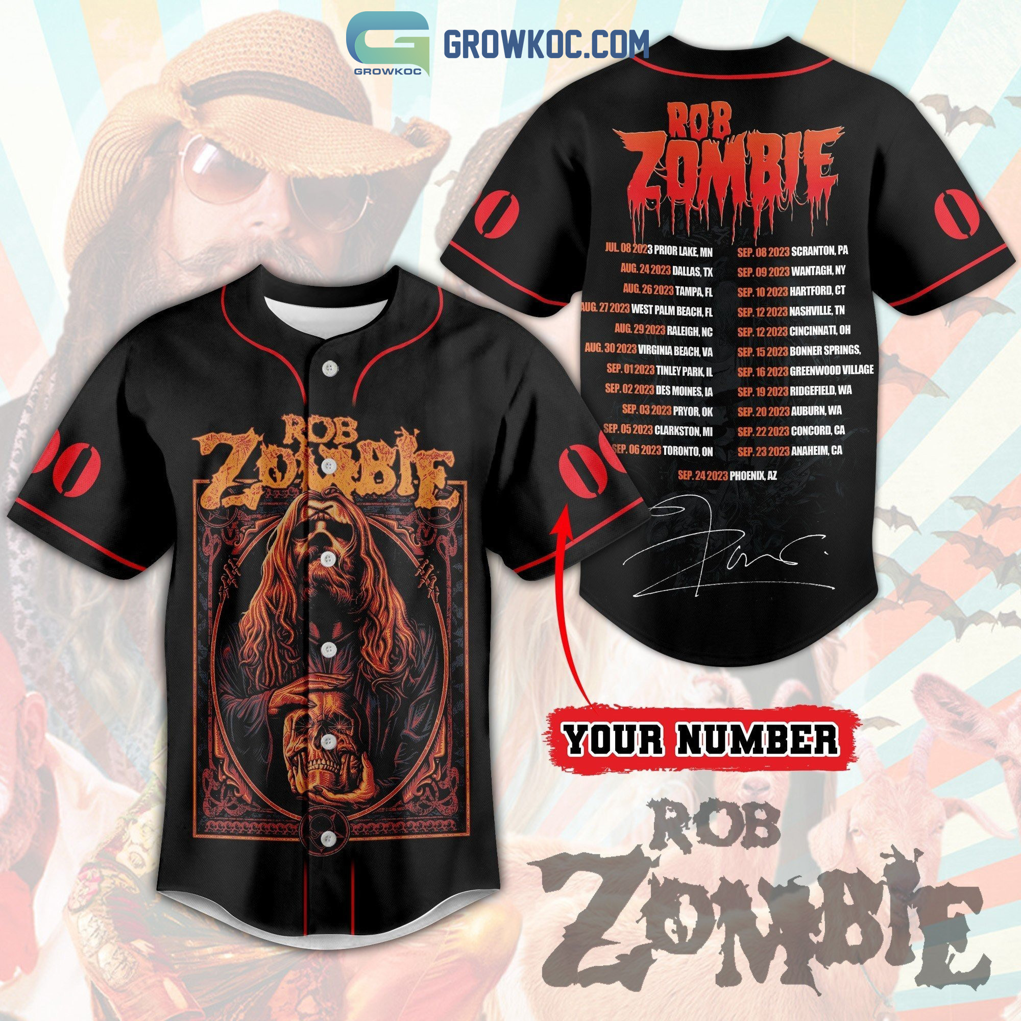Rob Zombie Tour 2023 Personalized Baseball Jersey