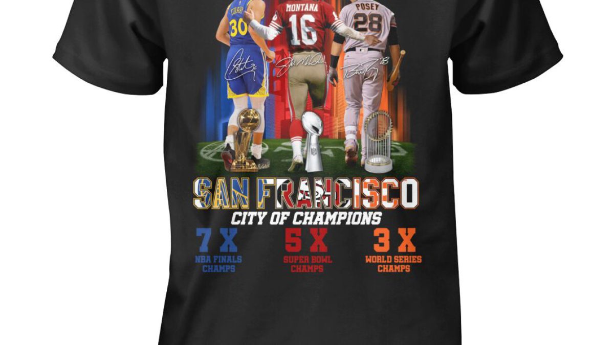 City Of Champions San Francisco Giants 49ers Black T-Shirt Crewneck Mens  Small