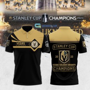 Stanley Cup 2023 Vegas Golden Knights Champions Black Gold Polo Shirt
