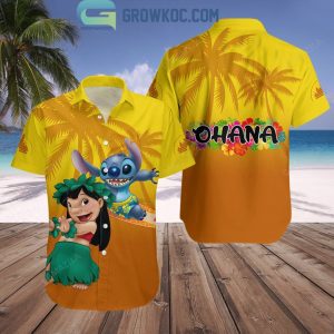 Stich Ohana Walt Disney Orange Hawaiian Shirt