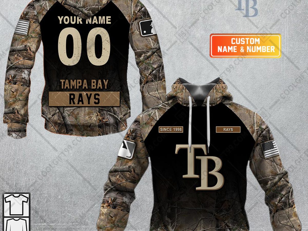 Men's Nike Black Tampa Bay Rays Camo Logo T-Shirt Size: Large