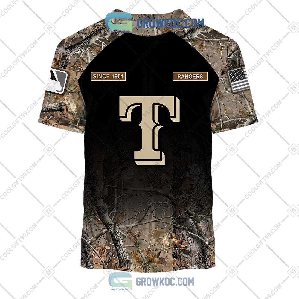 Texas Rangers MLB Personalized Hunting Camouflage Hoodie T Shirt - Growkoc