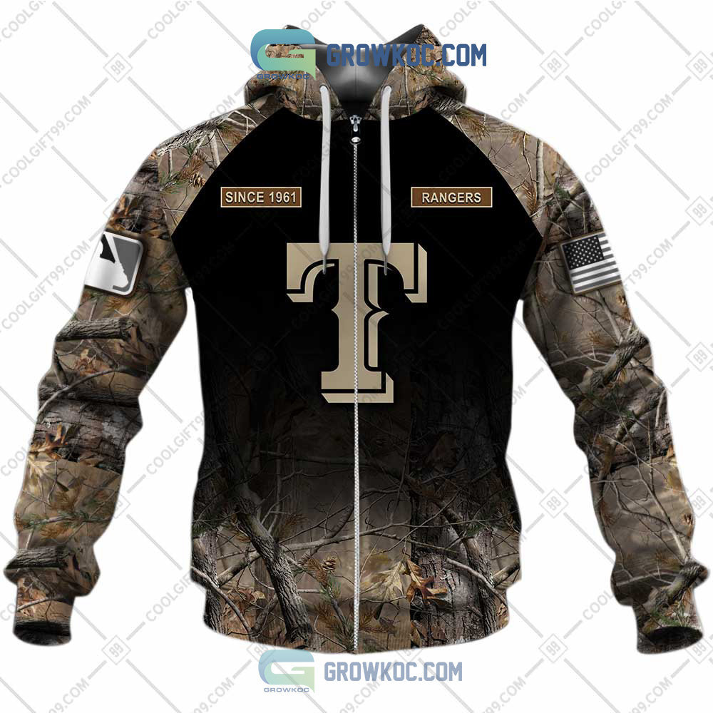 Texas Rangers MLB Personalized Hunting Camouflage Hoodie T Shirt