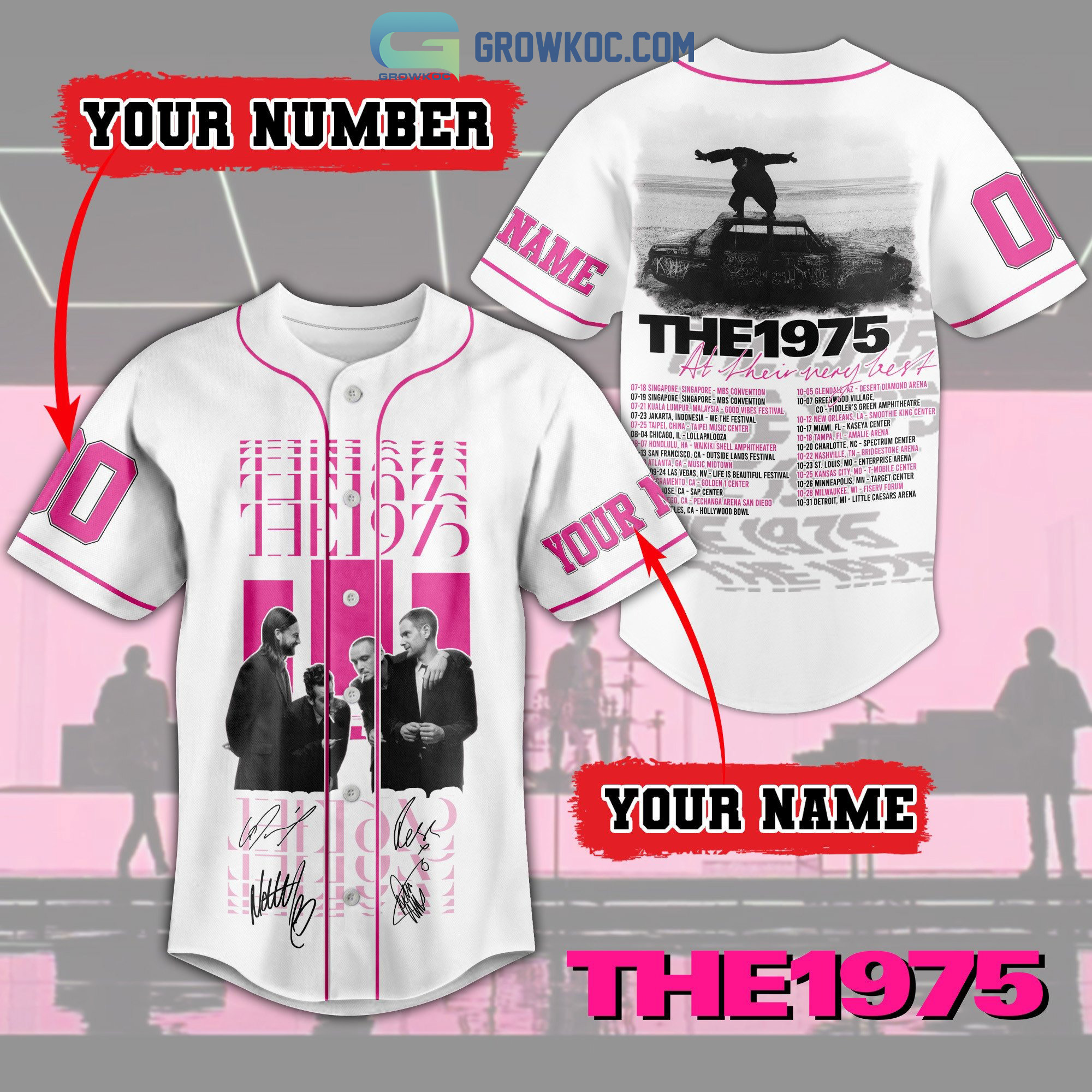 The 1975 At Their Very Best Tour 2023 White Design Baseball Jersey