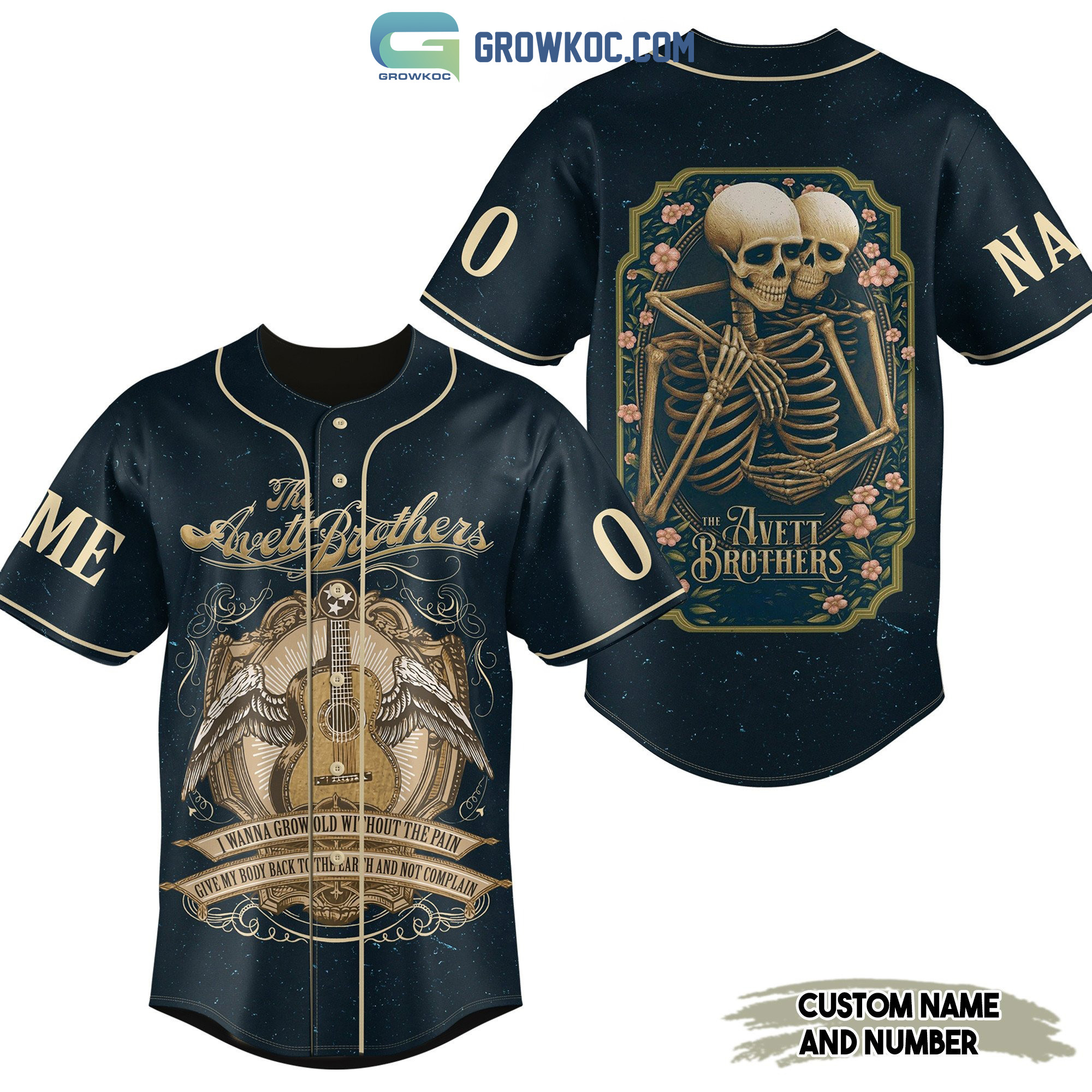 The Avett Brothers Skull Flowers Personalized Baseball Jersey
