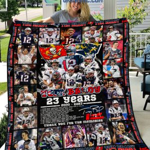 Tom Brady 23 Years 2000 2023 Memories Goat 12 Fleece Blanket Quilt