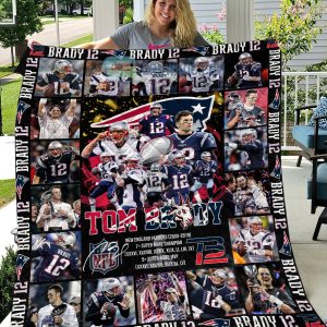 Tom Brady The Goat 12 In Patriots Retirement Fleece Blanket Quilt