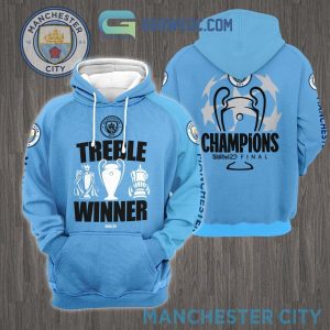 Treble Winner 2023 Champions Finals Istanbul Manchester City Blue Light Design Hoodie T Shirt