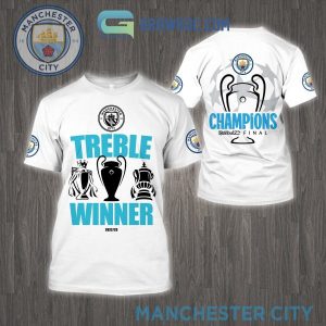 Treble Winner 2023 Champions Finals Istanbul Manchester City White Design Hoodie T Shirt
