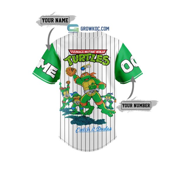 Turtles Teenage Mutant Ninja Catch It Dudes Personalized Baseball Jersey