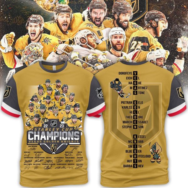 Vegas Golden Knights 2023 Stanley Cup Champions Gold Design Hoodie T Shirt