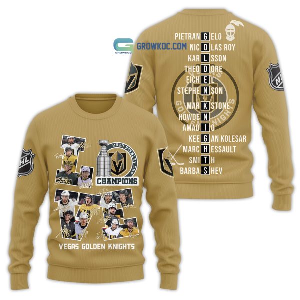 Vegas Golden Knights Love Gold Design Team Stanley Cup Champions Hoodie T Shirt