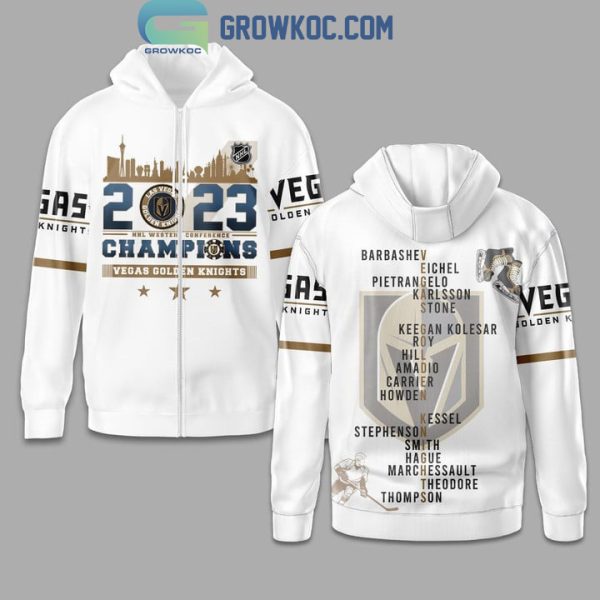 Vegas Golden Knights NHL 2023 Western Conference Champions White Design Hoodie T Shirt