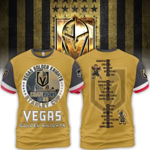 Vegas Golden Knights Stanley Cup Champions 2023 First Time Champions Gold Design Hoodie T Shirt