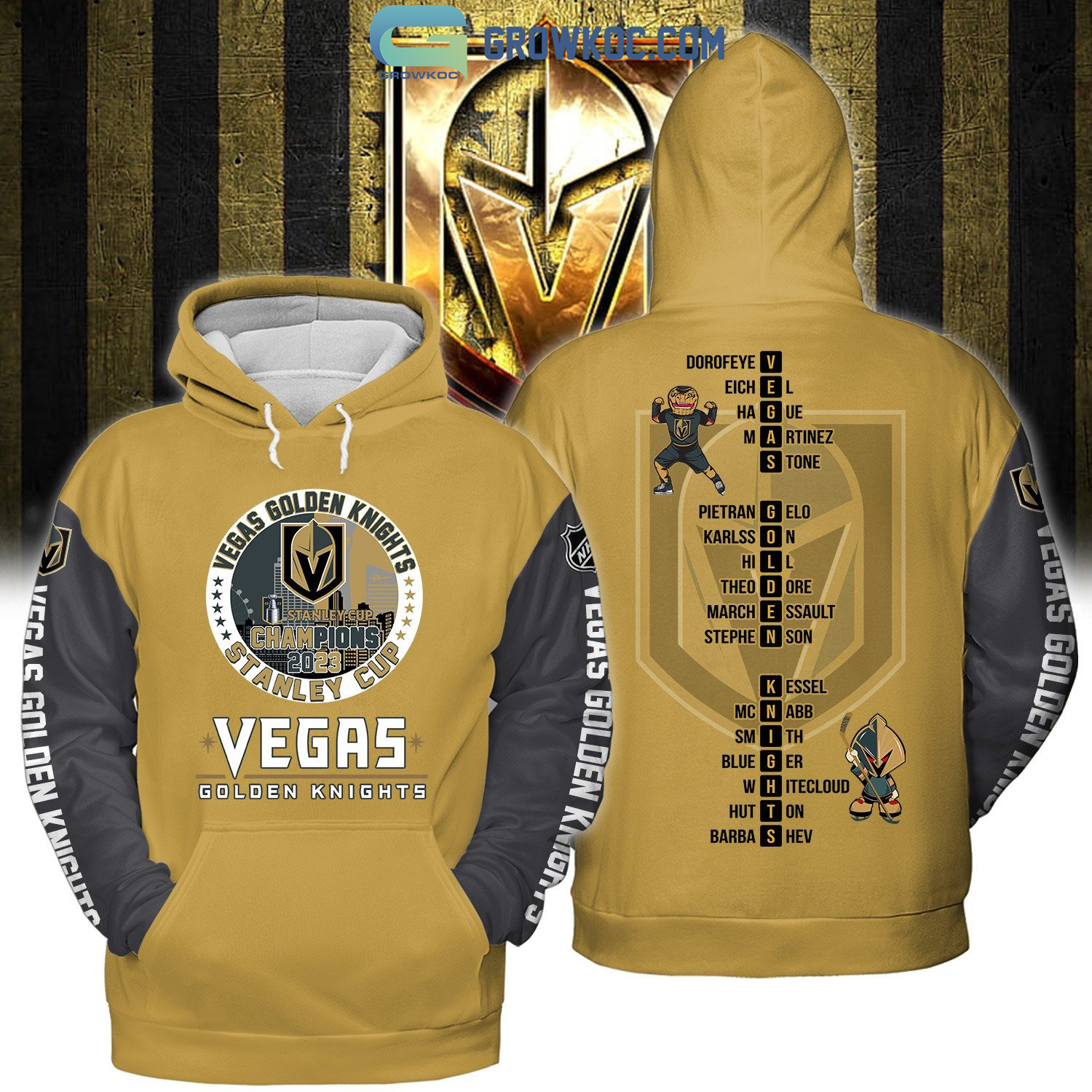 Vegas Golden Knights Stanley Cup Champions 2023 First Time Champions Gold  Design Hoodie T Shirt - Growkoc