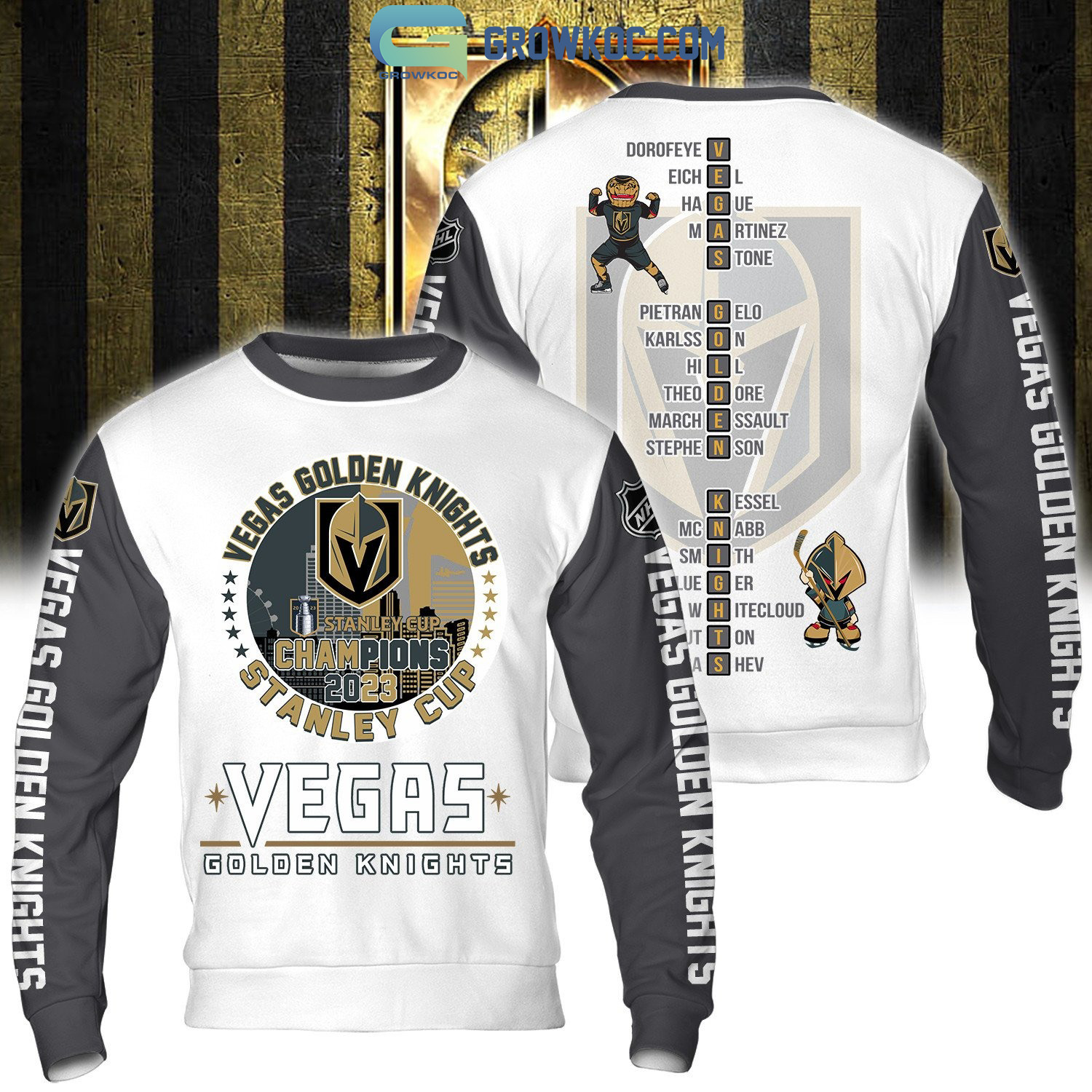 2023 Stanley Cup Champions Vegas Golden Knights NHL Grey Design Hoodie T  Shirt - Growkoc
