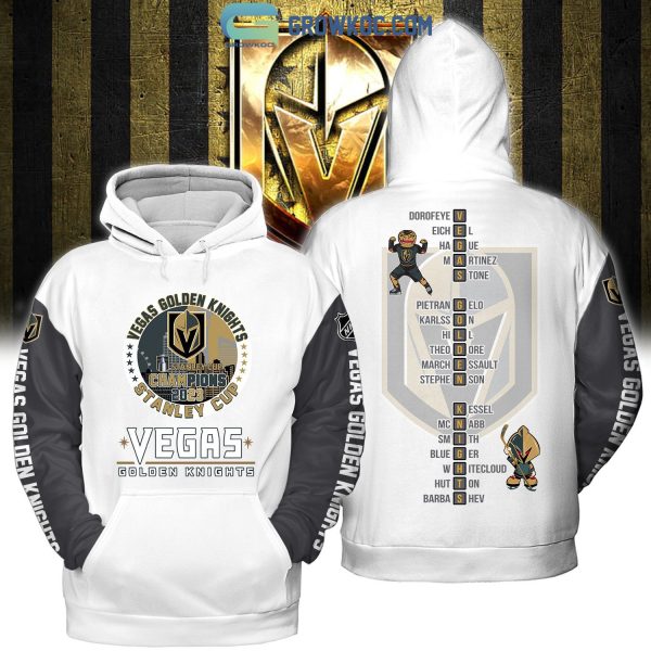 Vegas Golden Knights Stanley Cup Champions 2023 First Time Champions White Design Hoodie T Shirt