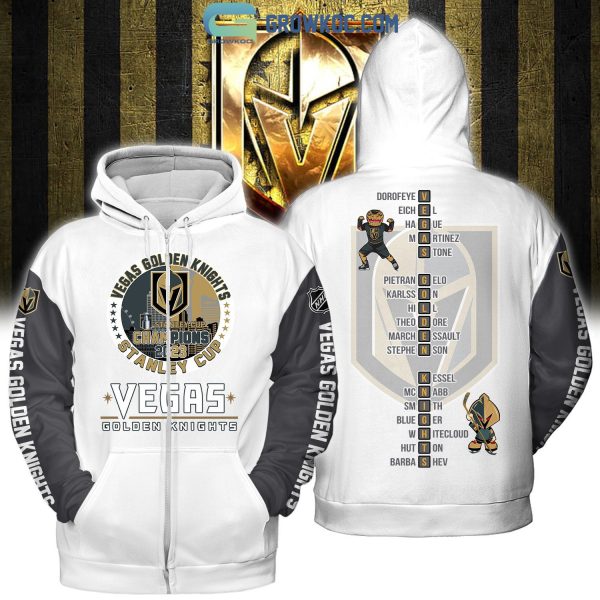 Vegas Golden Knights Stanley Cup Champions 2023 First Time Champions White Design Hoodie T Shirt