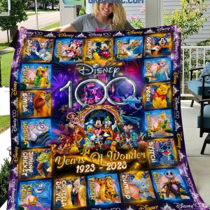 Walt Disney 100 Years Cartoon Character Mickey Minnie Mouse Goofy Donal Duck Fleece Blanket Quilt