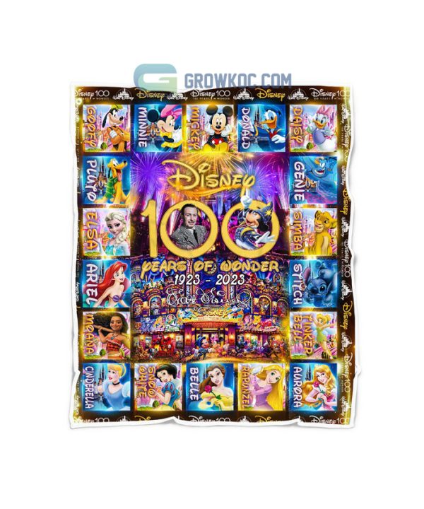 Walt Disney 100 Years Of Wonder Happy Anniversary 1923-2023 Fleece Blanket Quilt