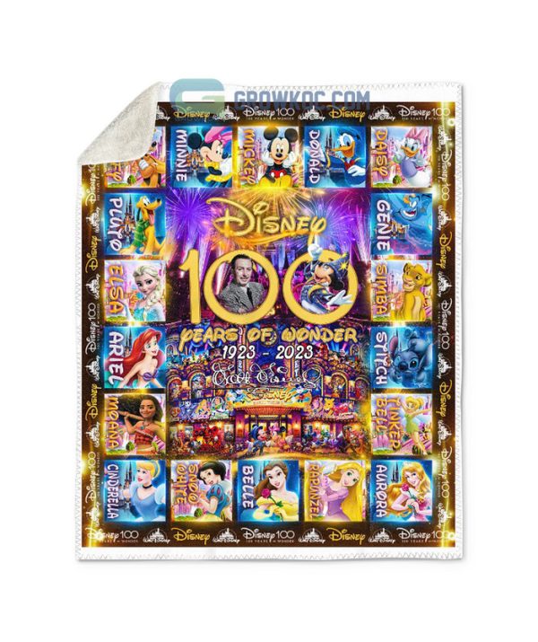 Walt Disney 100 Years Of Wonder Happy Anniversary 1923-2023 Fleece Blanket Quilt